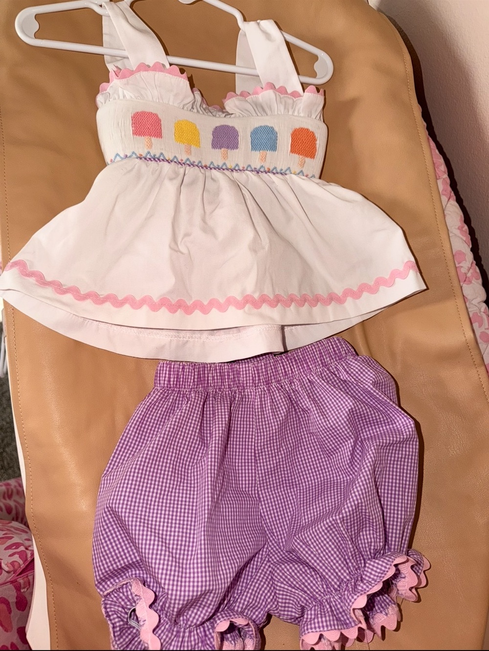 Smocked Stitchy Fish Matching Set w/ big bow on back